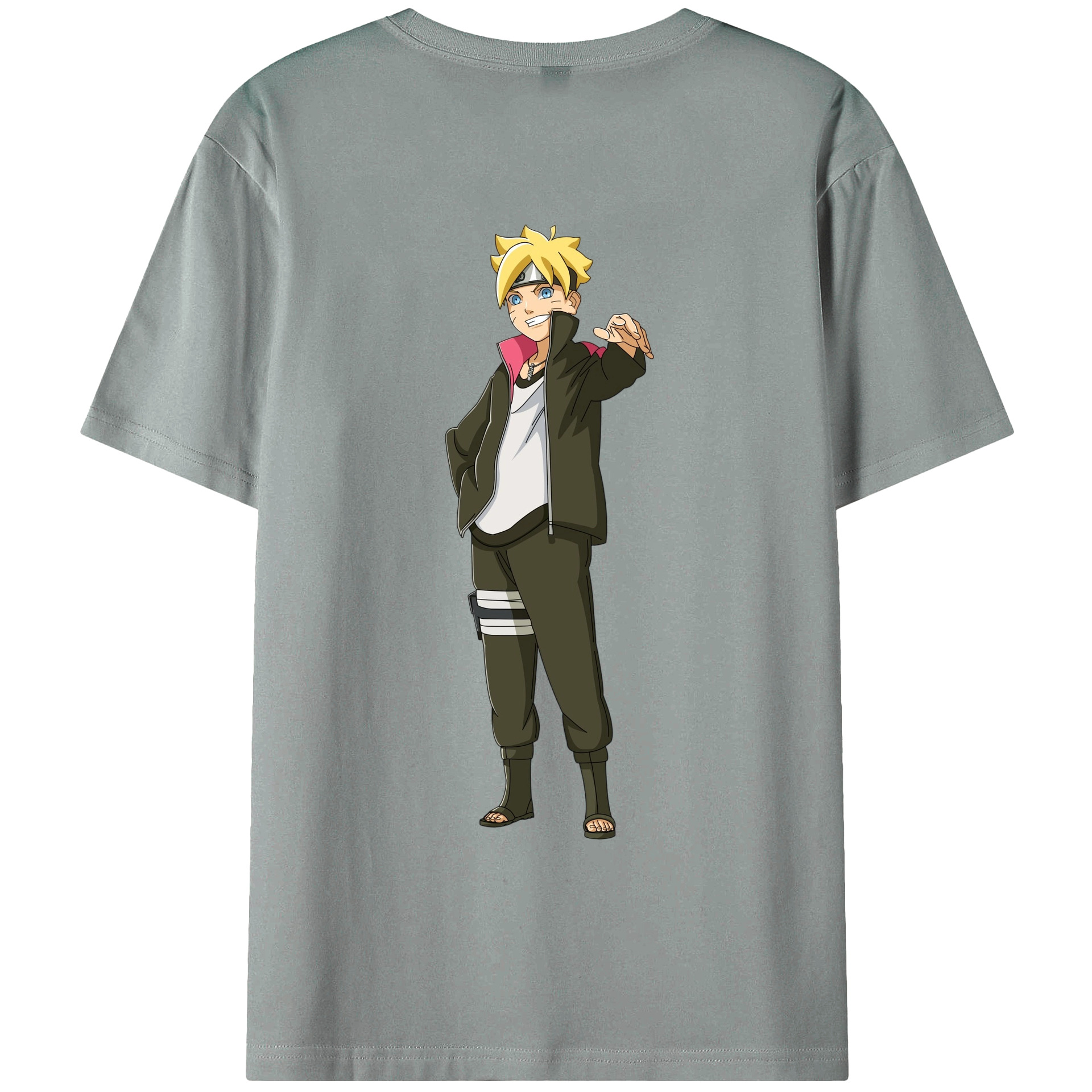 （画像用） NARUTO -ナルト- うずまき ボルト Uzumaki Boruto 綿100％ メンズ半袖Tシャツ（バックプリント） 通気性